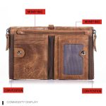 BULL CAPTAIN QB06 Retro First-Layer-Rindsleder-Anti-Diebstahl-Reißverschluss-Geldbörse, kurze Führerschein-Münzklammer – Bild 3