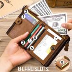 BULL CAPTAIN QB06 Retro First-Layer-Rindsleder-Anti-Diebstahl-Reißverschluss-Geldbörse, kurze Führerschein-Münzklammer – Bild 8