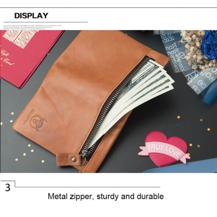 BULL CAPTAIN 03 Großvolumiger, faltbarer Münzclip aus Rindsleder mit Reißverschluss und mehreren Kartenfächern – Bild 8