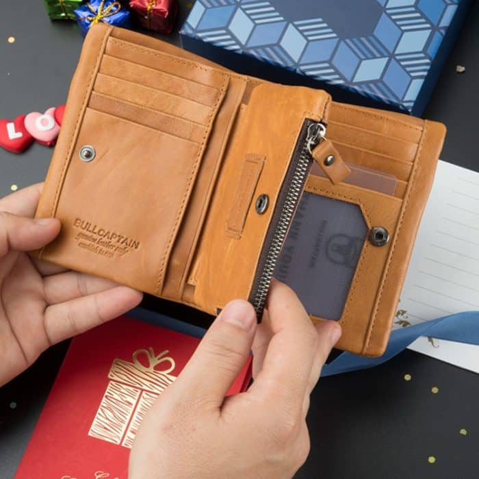 BULL CAPTAIN 03 Großvolumiger, faltbarer Münzclip aus Rindsleder mit Reißverschluss und mehreren Kartenfächern – Bild 10