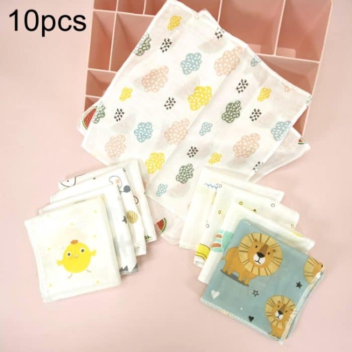 10 Stück/Packung, 25 x 25 cm, doppellagiges, hochdichtes Gaze-Taschentuch, sabberndes Handtuch für Kleinkinder – Bild 1
