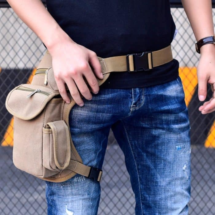 Radfahren Canvas Gürteltasche Outdoor Multifunktionale Beintasche Casual Sport Gürteltasche – Bild 9