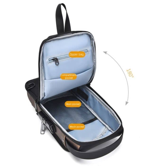 WEIXIER X314 Wasserdichter Sport-Umhängerucksack, USB-Aufladung, große Kapazität, einzelne Umhängetaschen – Bild 3