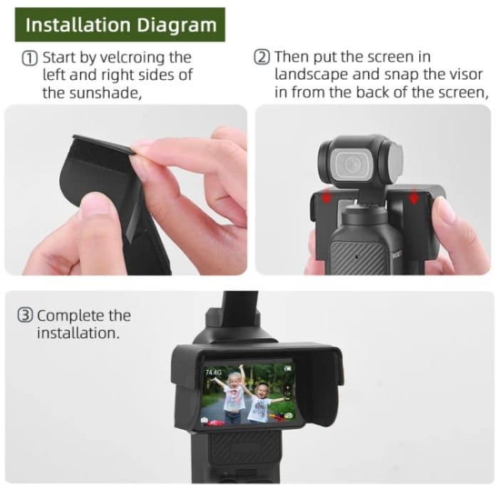 Für DJI Osmo Pocket 3 BRDRC Sonnenschutzhaube Leichter Bildschirmschirm, Sunshade Hood – Bild 9