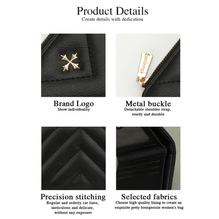 Baellerry N2401 Kurze Geldbörse aus PU-Leder mit mehreren Kartenfächern, Münzbörse mit Kreuzblumen-Reißverschluss – Bild 4