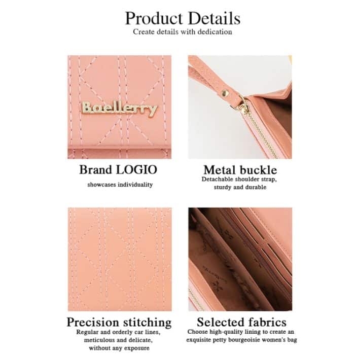 Baellerry N8918 Damen-Geldbörse, lang, großes Fassungsvermögen, Magnetschnalle, Clutch, Handytasche – Bild 3