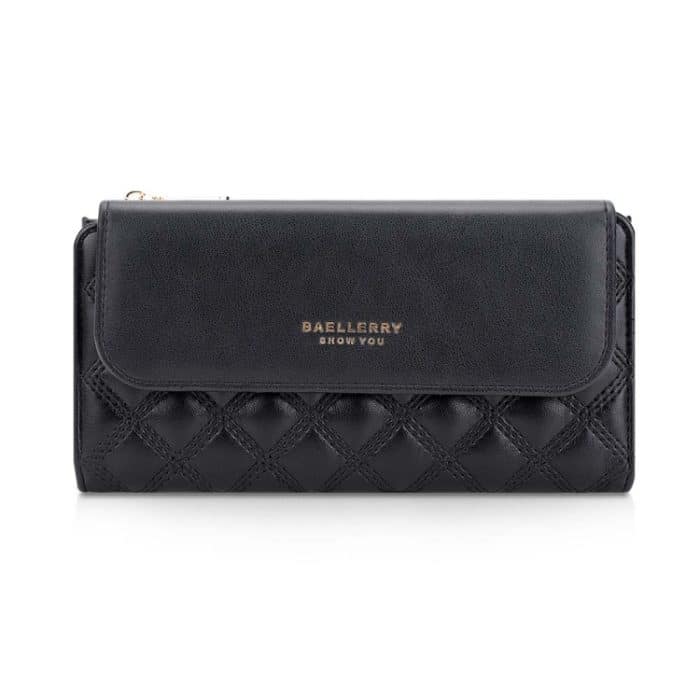 Baellerry N2403 Lange Damenbrieftasche mit mehreren Kartenfächern, großes Fassungsvermögen, dreifach faltbare Clutch, Black, Black White, Pink, Brown – Bild 1