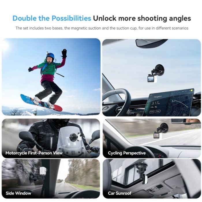 TELESIN Magnetfuß mit 1/4 Zoll Schnittstelle für DJI Pocket 3 / Insta360 Kamera und Smartphones, With Suction Cup Base Set, Without Suction Cup Base – Bild 11