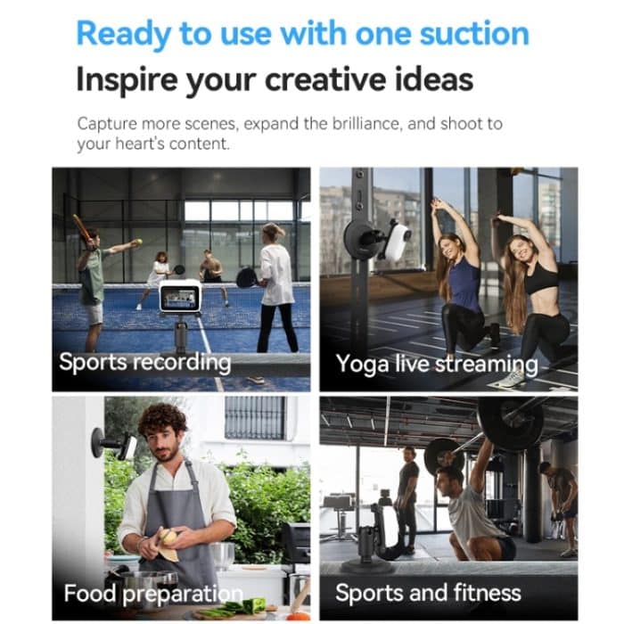 TELESIN Magnetfuß mit 1/4 Zoll Schnittstelle für DJI Pocket 3 / Insta360 Kamera und Smartphones, With Suction Cup Base Set, Without Suction Cup Base – Bild 8