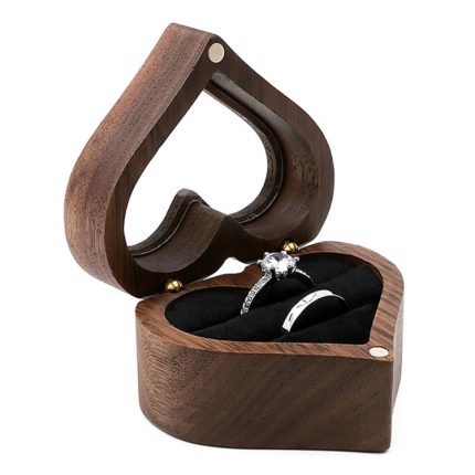 Hölzerne herzförmige Ringbox, Schmuckaufbewahrungsbox, Hochzeit, Valentinstag, Geschenkbox