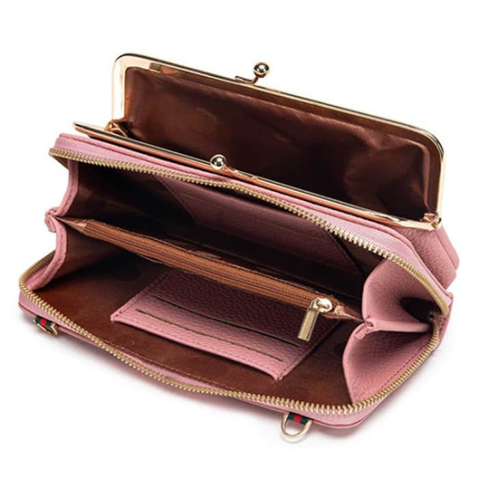 Gestickte, einschultrige Handytasche mit großem Fassungsvermögen, lange Damen-Geldbörse mit Reißverschluss zum Umhängen, Wine Red, Blue, Yellow, Pink, Gray, Dark Pink, Black – Bild 4