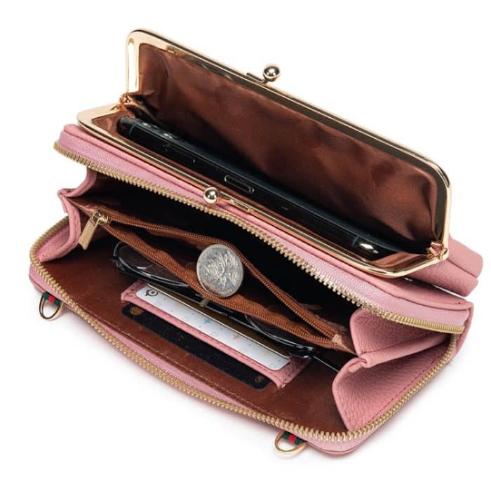 Gestickte, einschultrige Handytasche mit großem Fassungsvermögen, lange Damen-Geldbörse mit Reißverschluss zum Umhängen, Wine Red, Blue, Yellow, Pink, Gray, Dark Pink, Black – Bild 9