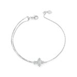 S925 Sterling Silber platiniertes Doppelschicht-Kreuz-Damenarmband