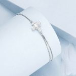 S925 Sterling Silber platiniertes Doppelschicht-Kreuz-Damenarmband – Bild 2