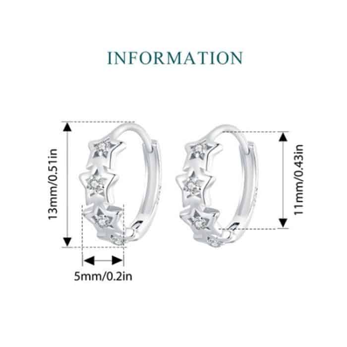 S925 Sterling Silber platinierte funkelnde fünfzackige Stern-Damenohrringe – Bild 3