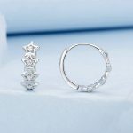 S925 Sterling Silber platinierte funkelnde fünfzackige Stern-Damenohrringe – Bild 5