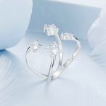 Offener, verstellbarer Doppelschicht-Ring aus S925-Sterlingsilber mit funkelndem Zirkon – Bild 2