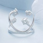 Offener, verstellbarer Doppelschicht-Ring aus S925-Sterlingsilber mit funkelndem Zirkon – Bild 3