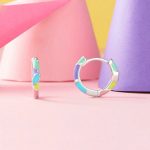 S925 Sterling Silber platinierte unregelmäßige Dopamin-Regenbogen-Ohrringe – Bild 3