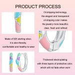 S925 Sterling Silber platinierte unregelmäßige Dopamin-Regenbogen-Ohrringe – Bild 4