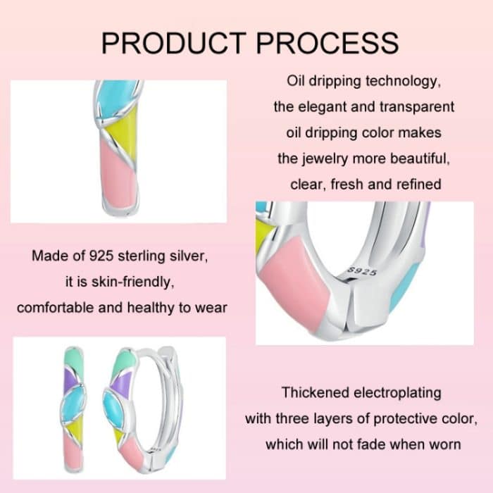 S925 Sterling Silber platinierte unregelmäßige Dopamin-Regenbogen-Ohrringe – Bild 4