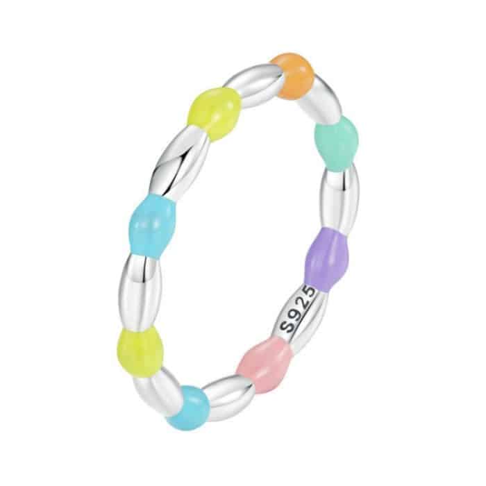 SCR1009 Ring mit Dopaminbohnen-Arrangement, platinierter Ring aus S925-Sterlingsilber – Bild 1