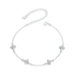 S925 Sterling Silber platiniertes, funkelndes kleines vierblättriges Kleeblatt-Damenarmband