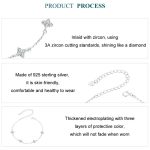 S925 Sterling Silber platiniertes, funkelndes kleines vierblättriges Kleeblatt-Damenarmband – Bild 3