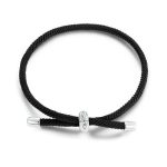 Verstellbares, geflochtenes Basic-Armband aus S925-Sterlingsilber mit Platinbeschichtung