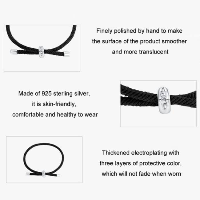 Verstellbares, geflochtenes Basic-Armband aus S925-Sterlingsilber mit Platinbeschichtung – Bild 3