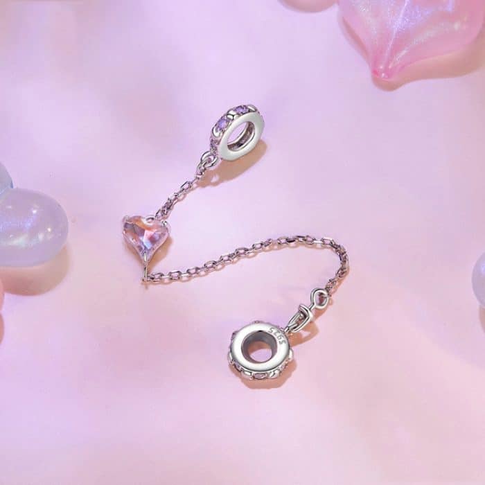 S925 Sterling Silber Valentinstag Liebe Sicherheitskette DIY Perlenstickerei – Bild 2