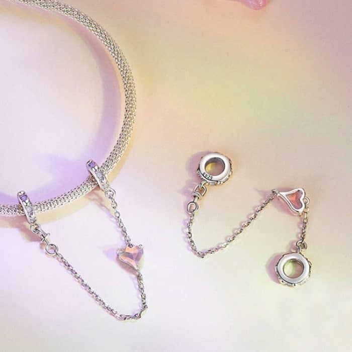 S925 Sterling Silber Valentinstag Liebe Sicherheitskette DIY Perlenstickerei – Bild 5