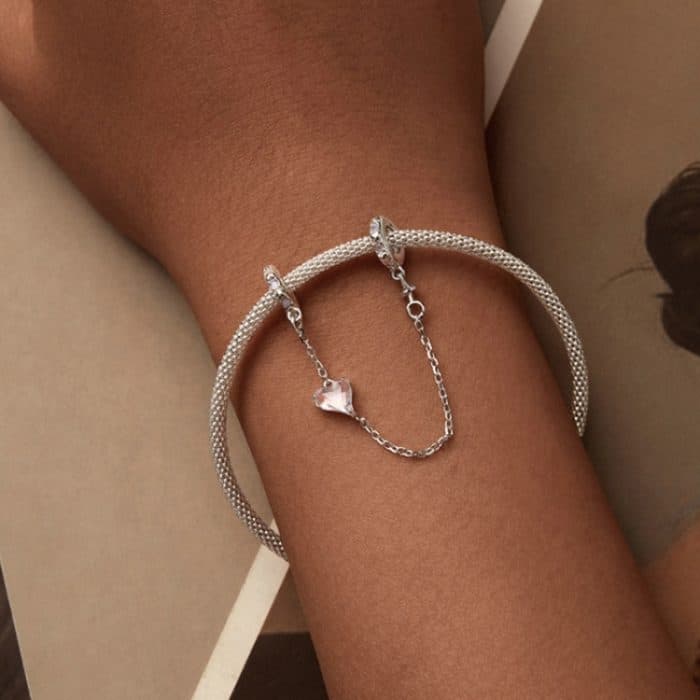 S925 Sterling Silber Valentinstag Liebe Sicherheitskette DIY Perlenstickerei – Bild 6