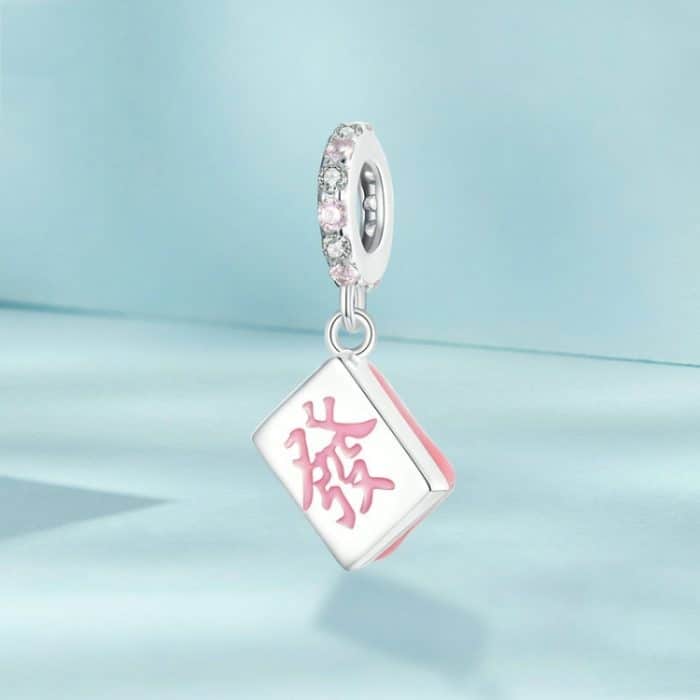 S925 Sterling Silber Lucky Fortune Mahjong DIY Anhänger – Bild 2