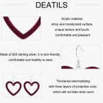 S925 Sterling Silber Samt Burgunderrote Liebesherz-Ohrringe – Bild 3