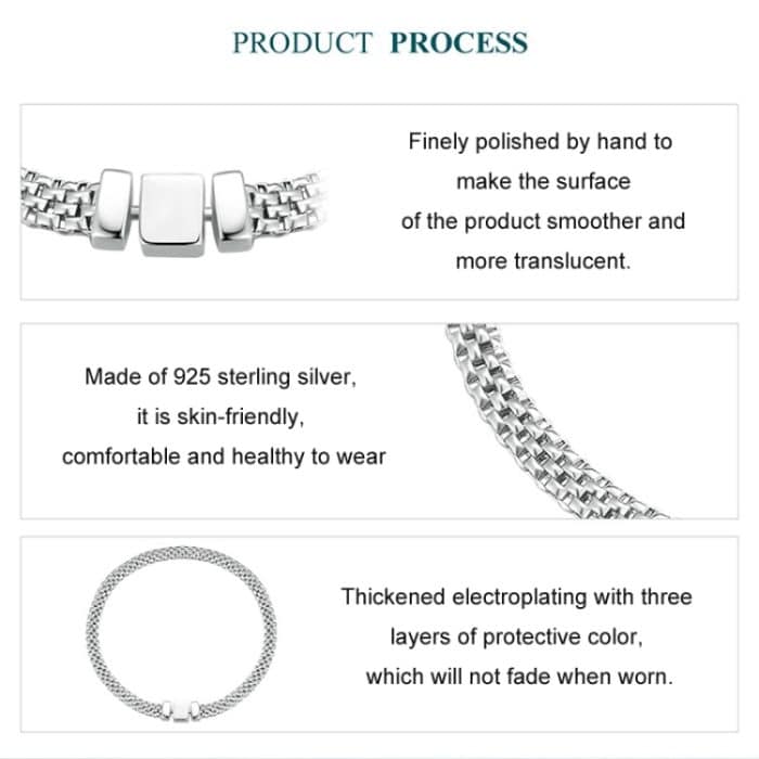 S925 Sterling Silber platiniertes geflochtenes Basic-Armband – Bild 3