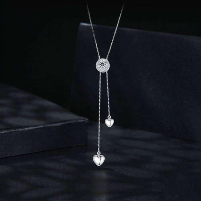 S925 Sterling Silber Funkelnde Moissanous-Quasten-Liebeshalskette – Bild 2