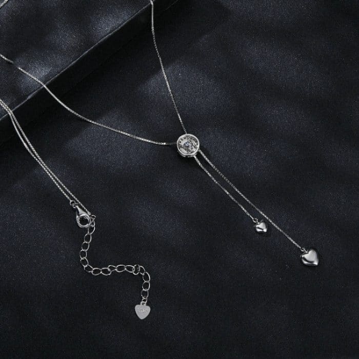 S925 Sterling Silber Funkelnde Moissanous-Quasten-Liebeshalskette – Bild 4