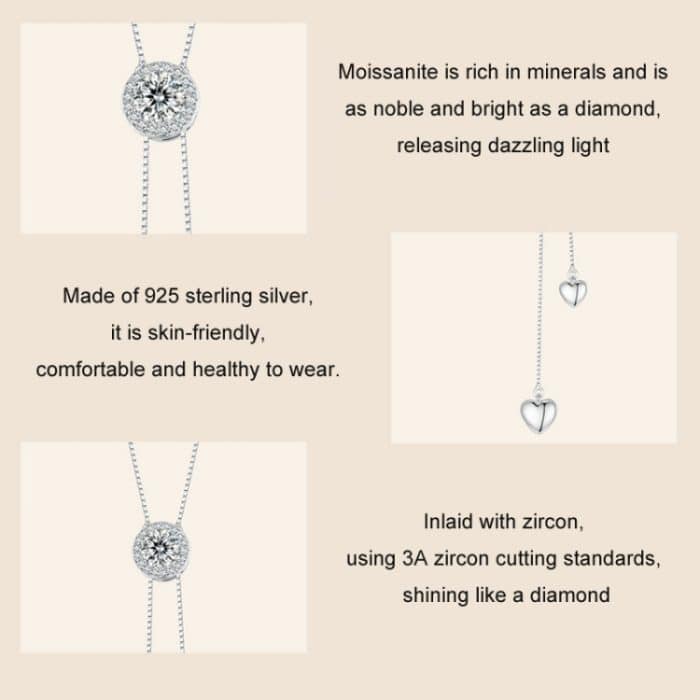 S925 Sterling Silber Funkelnde Moissanous-Quasten-Liebeshalskette – Bild 5