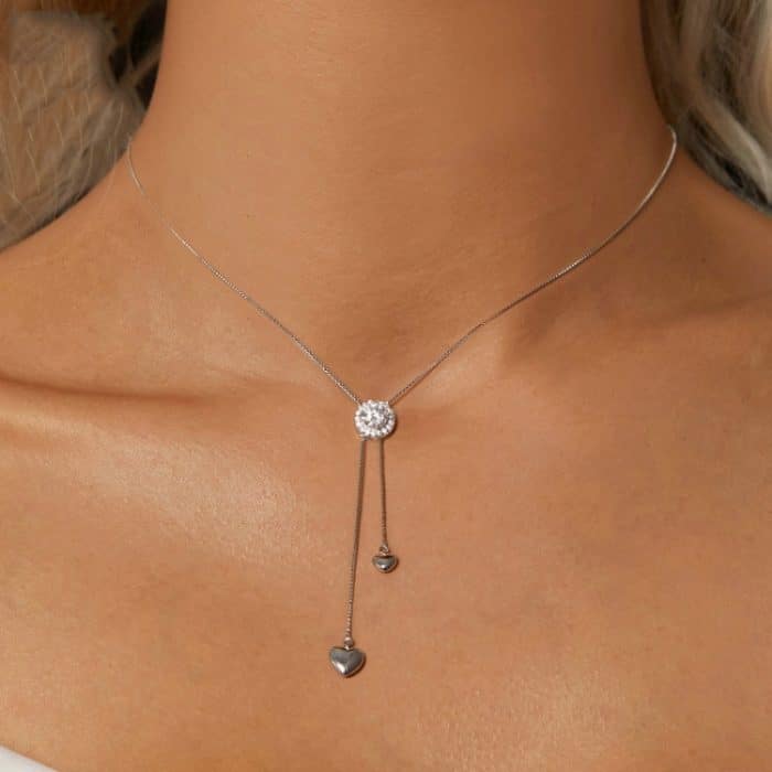 S925 Sterling Silber Funkelnde Moissanous-Quasten-Liebeshalskette – Bild 6