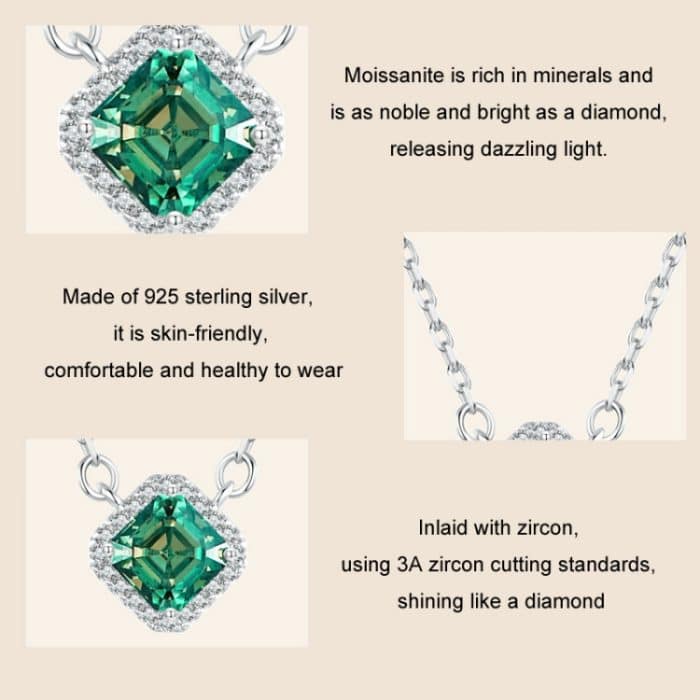 Moissanit-Halskette aus S925-Sterlingsilber, platinierter Schmuckanhänger – Bild 5