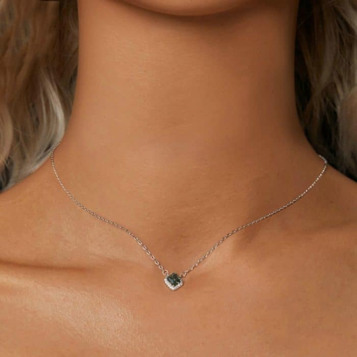 Moissanit-Halskette aus S925-Sterlingsilber, platinierter Schmuckanhänger – Bild 6