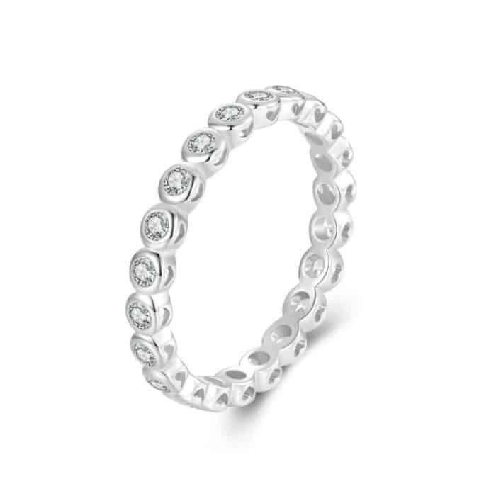 S925 Sterling Silber Funkelnder, mit Moissanit platinierter Ring – Bild 1