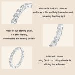 S925 Sterling Silber Funkelnder, mit Moissanit platinierter Ring – Bild 4