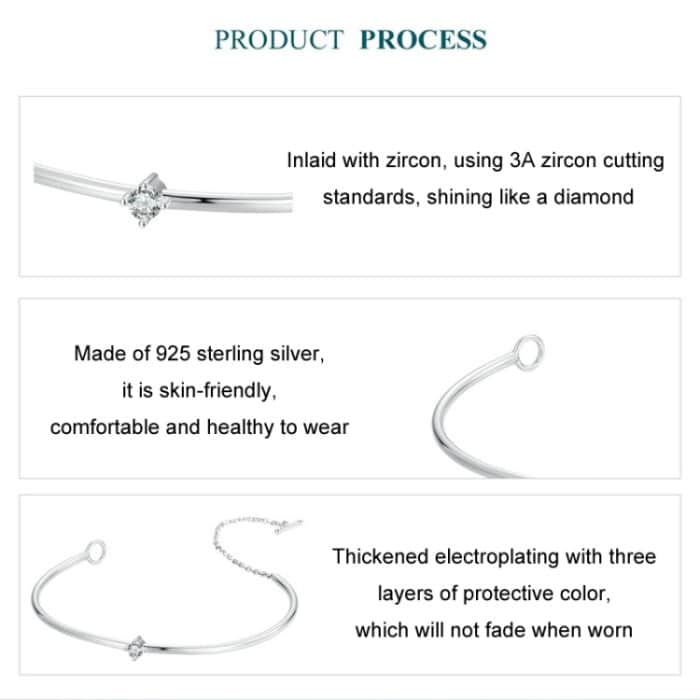 Dünnes Armband aus S925-Sterlingsilber mit platiniertem funkelndem Zirkon – Bild 3