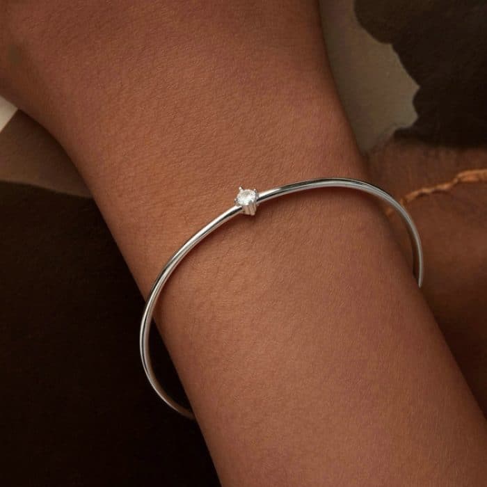 Dünnes Armband aus S925-Sterlingsilber mit platiniertem funkelndem Zirkon – Bild 5