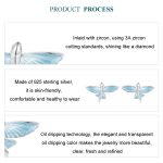 Ohrringe mit fliegenden Fischen aus S925-Sterlingsilber, platiniert, blau-weißer Farbverlauf – Bild 3