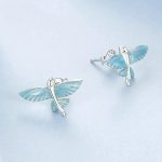 Ohrringe mit fliegenden Fischen aus S925-Sterlingsilber, platiniert, blau-weißer Farbverlauf – Bild 4