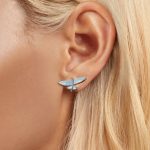 Ohrringe mit fliegenden Fischen aus S925-Sterlingsilber, platiniert, blau-weißer Farbverlauf – Bild 5