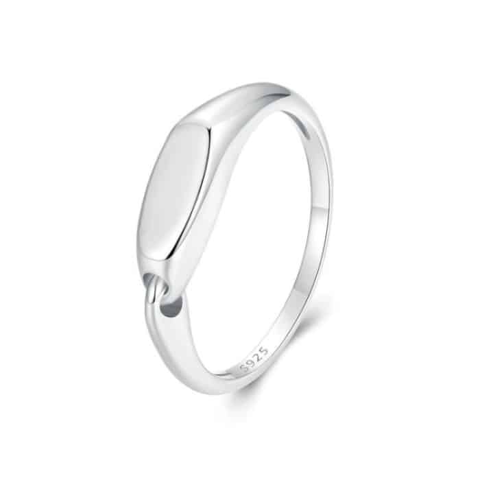 Einfacher, ineinandergreifender Ring aus platiniertem S925-Sterlingsilber – Bild 1